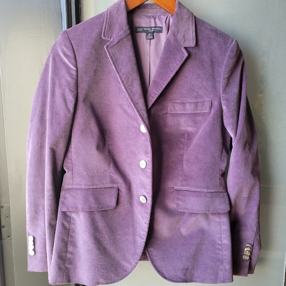RARE 346 Brooks Brothers Blazer 8P Purple Milano Fit Corduroy Silver Button Pads - Picture 1 of 11